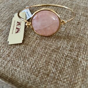2028 GoldTone and Pink Rose Quartz Bangle Bracelet